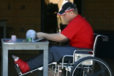 Robbie Petersen working on headlights