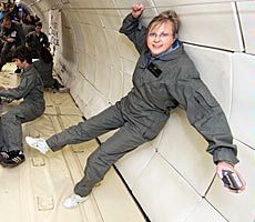 USU public relations specialist Mary-Ann Muffoletto in 'vomit comet'