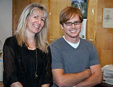English Department Head Jeannie Thomas and student John Gilmore
