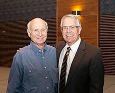 President Albrecht with faculty member William Furlong