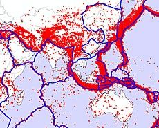 earthquake distribution map, illustration