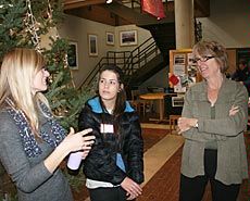 Students Natalie Gibson and Gaia Nafziger with Nancy Mesner