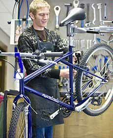 Aggie Blue Bikes employee Dave Griffin