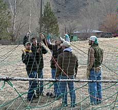 USU natural resources students with a drop net