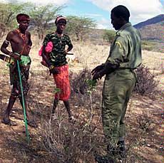 Conservancy scout, teens in Kenya