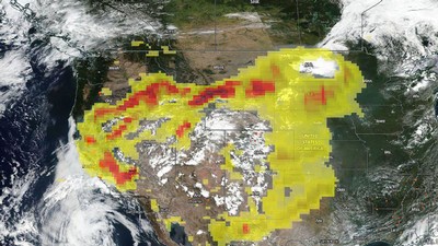 NOAA-NASA satellites tracked aerosols over the U.S. from California fires in late August 2020.