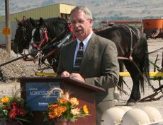 USU President Stan Albrecht at groundbreaking
