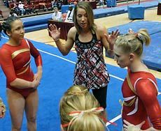 Janet Anson coaching at Iowa State