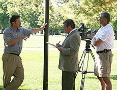 Paul Rogers with members of the media, interview
