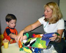 Katie Endicott and a student