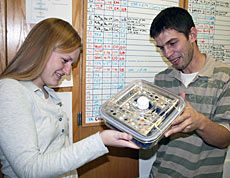USU undergrad researcher Amberly Evans and graduate student Josh Hodges