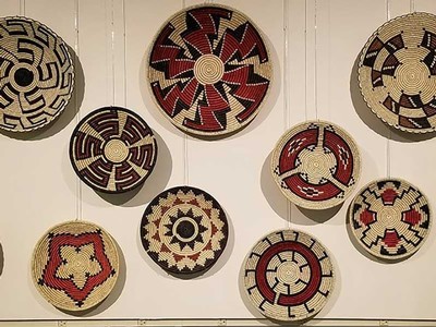 Navajo baskets on a wall