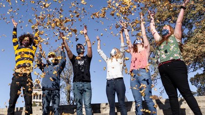 Aggie Blue Bikes employees celebrate.