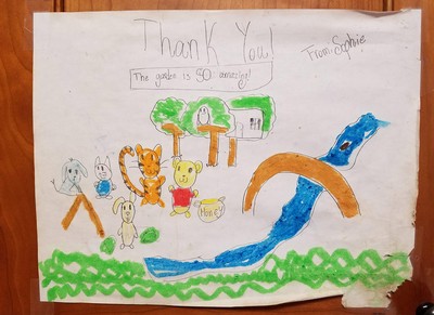 One of the many thank you notes Bruce Bugbee and Diana West have received.