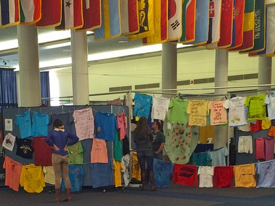 t-shirts created by domestic violence survivors on display