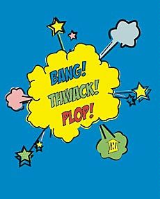 graphic illustration for 'Bang! Thwack! Plop!' exhibit at USU museum