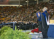 President Albrecht acknowledges gradutaes