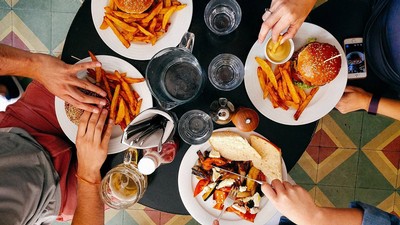Prepared food on a table.