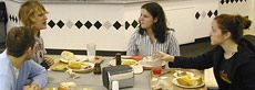 students in dining hall