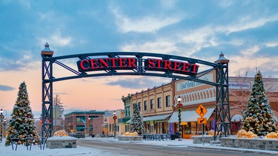 The holiday season on Center Street in downtown Logan. Image courtesy of Logan City.