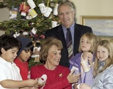 President and First Lady Albrecht with Students