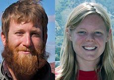 Geology grad students Jon Harvey and Michelle Summa