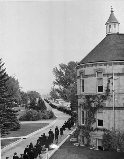 Commencement procession from Old Main, 1965.