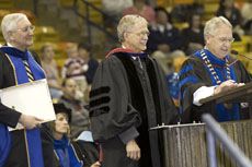 Byron R. Burnham, Michael B. Toney and President Albrecht