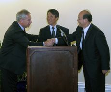 President Albrecht greets guests