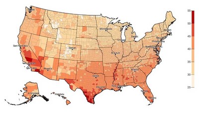 heatwave map of the United States