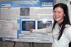 USU student Sherry Baker with her research poster