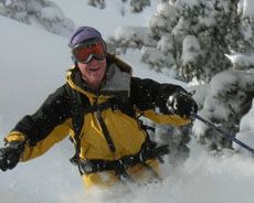 Mimi Recker skiing