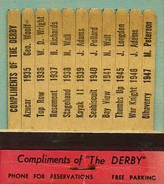 Inside matchbook with race winners, jockeys