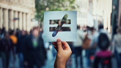 Equal sign with a slash going through it.