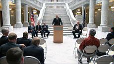 partnership announcement at State Capitol Rotunda