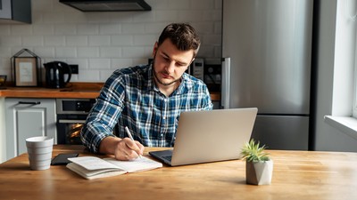 Person working from home.