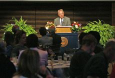 President Albrecht at retirement dinner