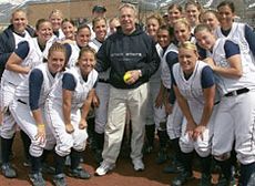 President Albrecht Throws First Pitch in Softball Home Opener