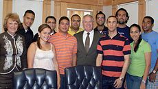 USU President Stan Albrecht with Dominican Republic students