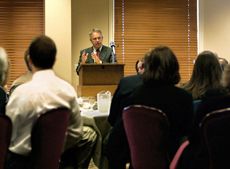 Chamber of Commerce members and President Albrecht