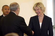 Provost Coward congratulates Adrianne Moore