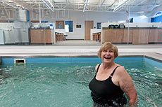water treadmill participant in the pool