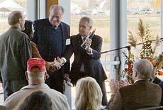 USU President Stan Albrecht presenting Environmental Stewardship Award