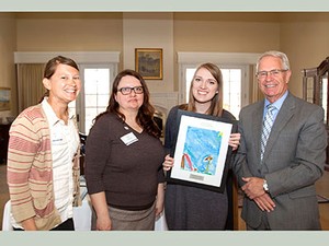 Hannah Pendergast, Campus Compact honoree with administrators and guests at award ceremony