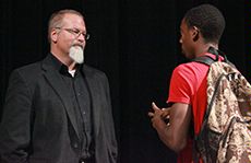 Sen. Urquhart and a USU student