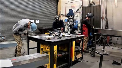Team members at work during the national competition.