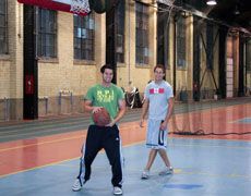 USU students shooting hoop