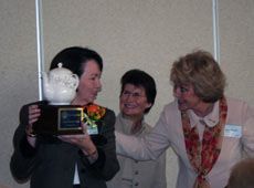 Cecelia Foxley with the award, Joyce Albrecht, MerLynn Pitcher