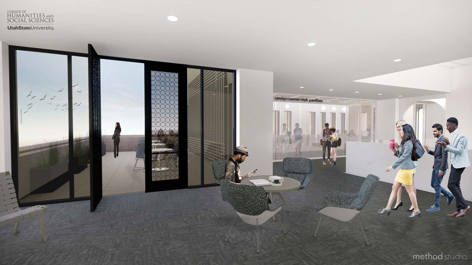 A computer rendering showing a planned building at USU.
