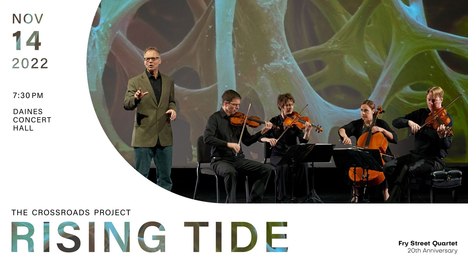 Text Reads: Nov. 14, 2022, 7:30 p.m., Daines Concert Hall.